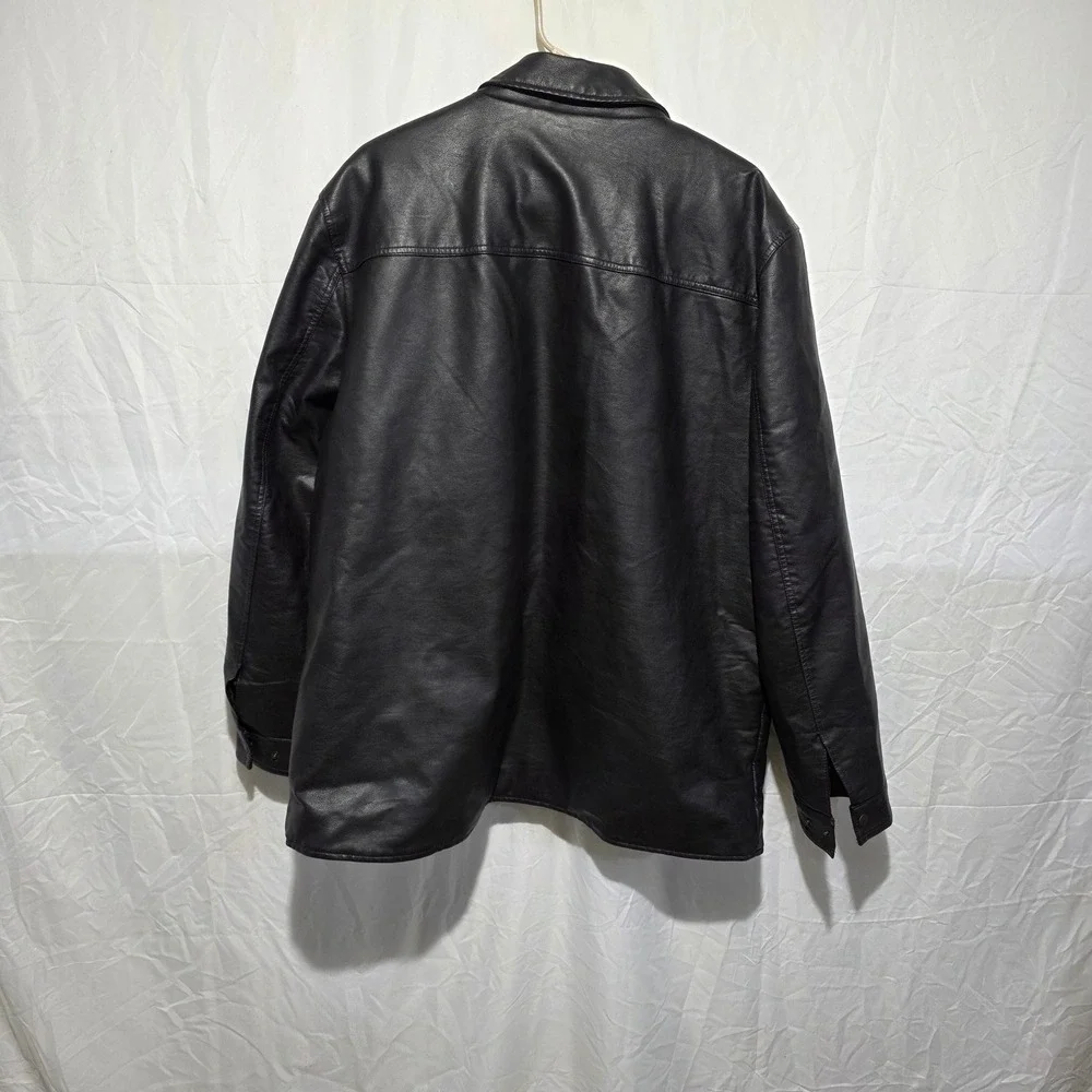 Levis Mens Sherpa Lined Faux Leather Trucker Jacket Black XXL Lined Coat